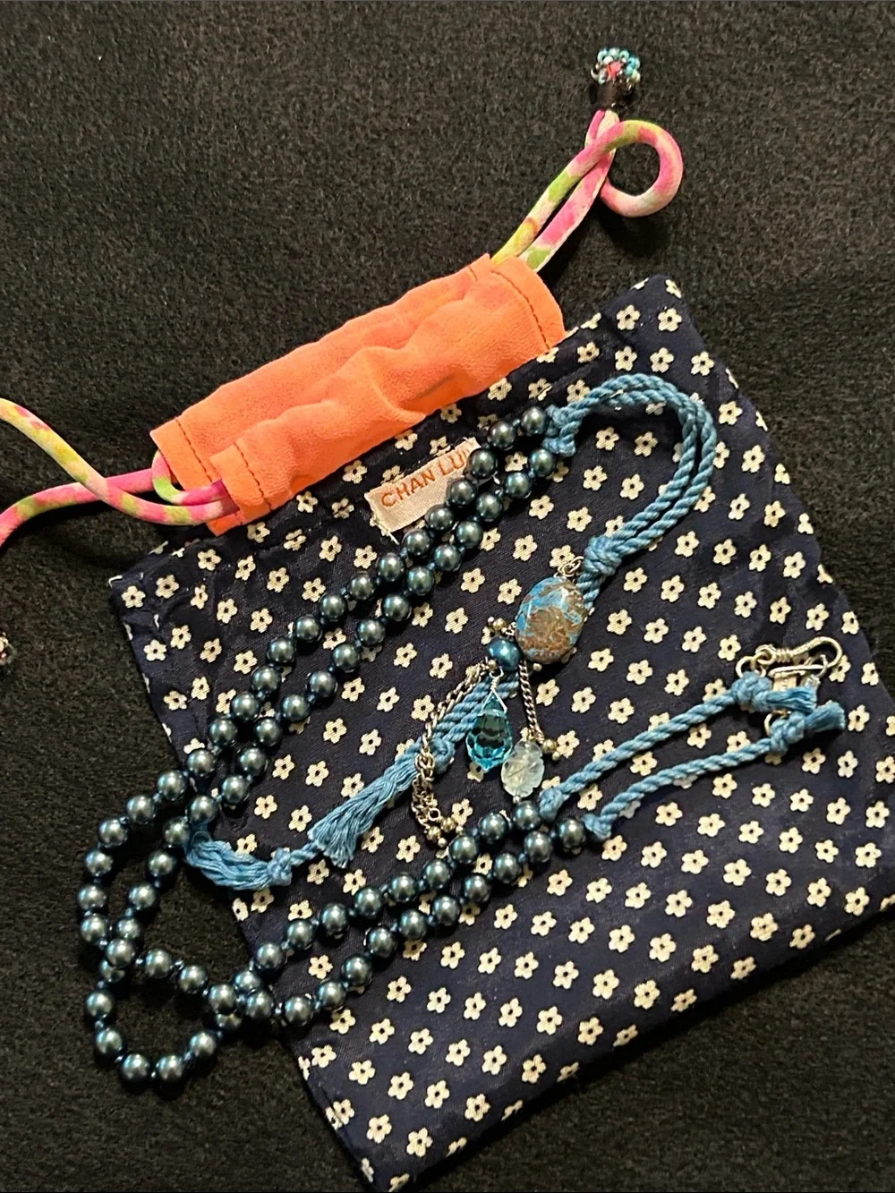 Chan Luu sterling silver/turquoise/topaz/pearl/aquamarine necklace